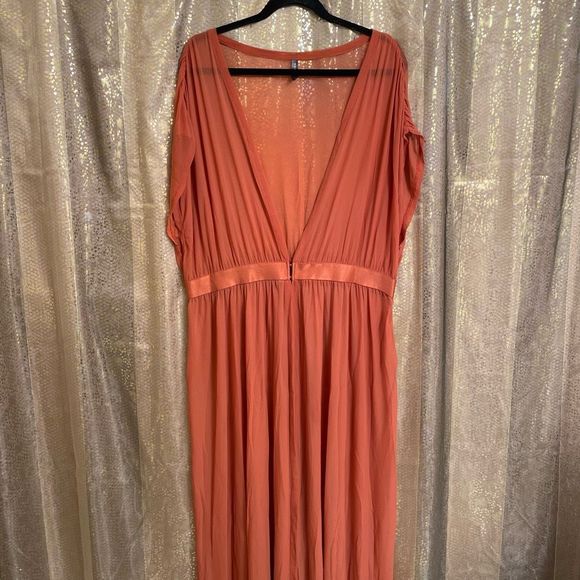 torrid Other - Torrid Orange Mesh Sheer Maxi Dress Swimsuit Coverup 2X 18/20